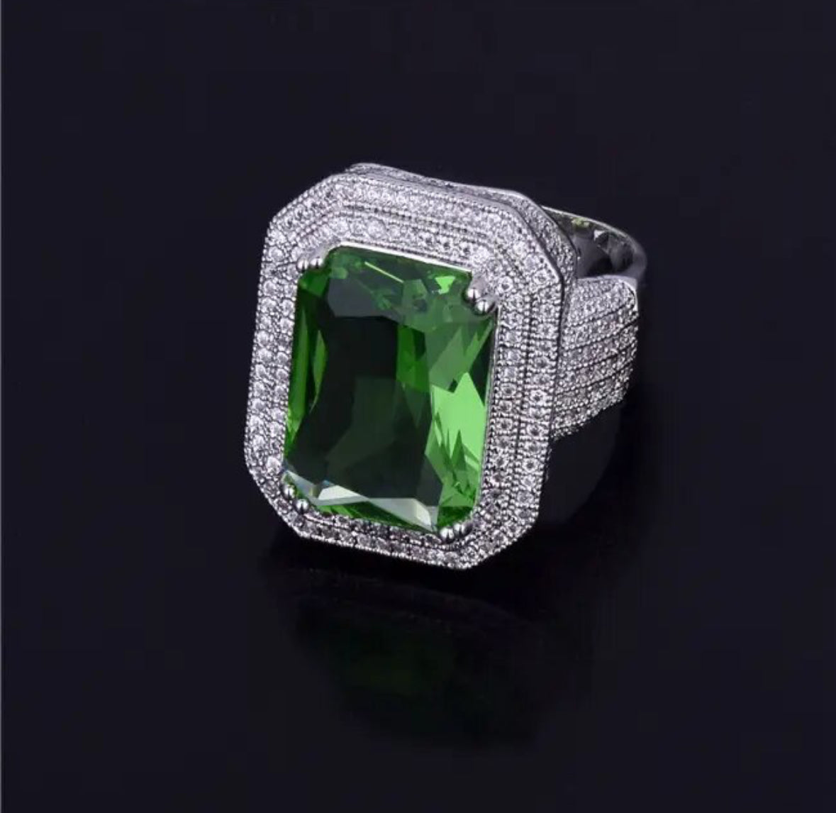''CUBIC GROEN'' ZILVEREN RING