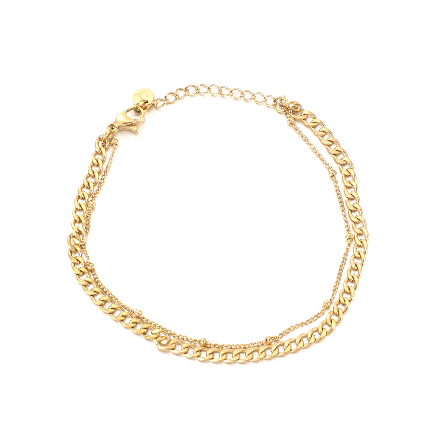 ''SCHAKEL & BOLLETJES'' GOUDEN ARMBAND