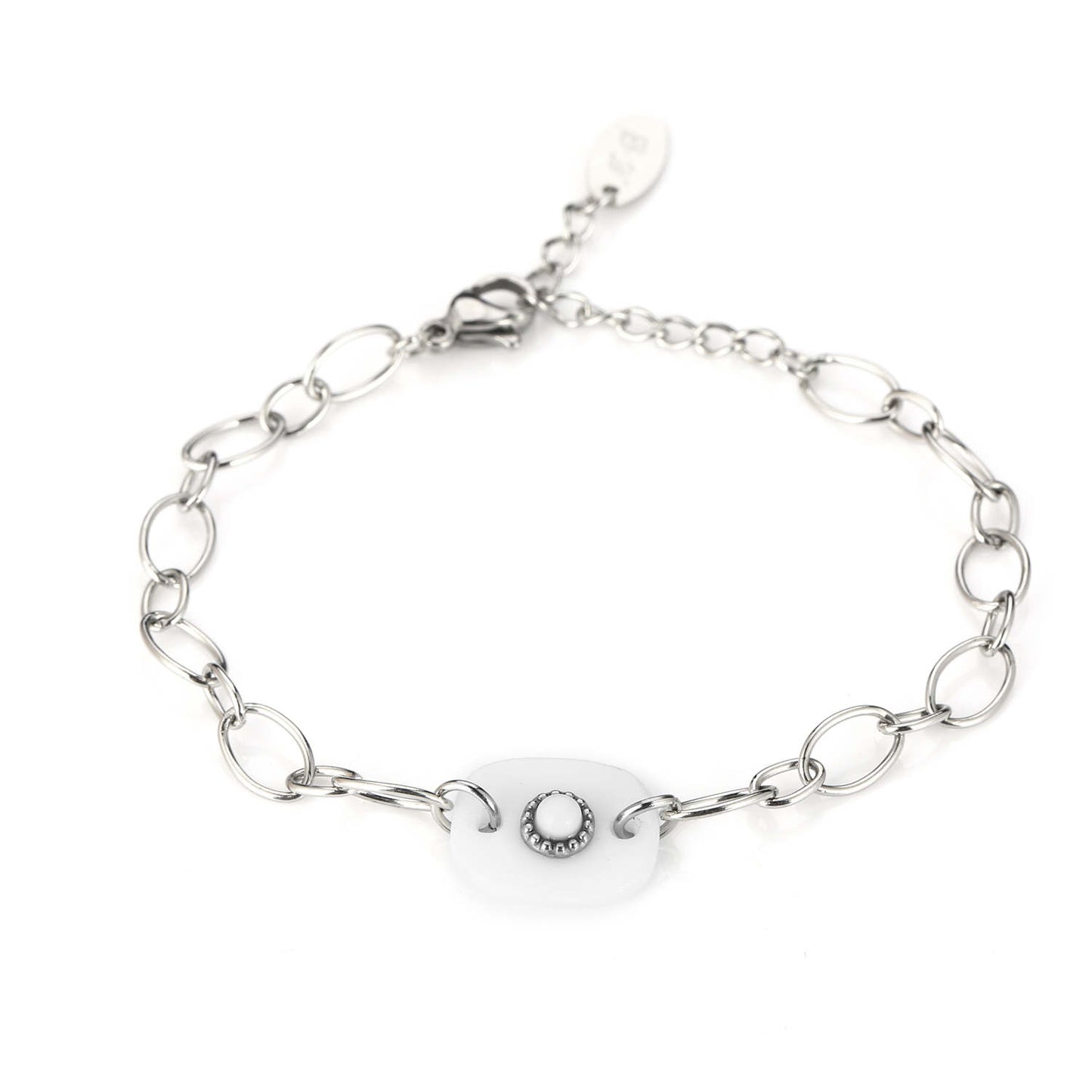 ''STEEN WIT'' ZILVEREN ARMBAND