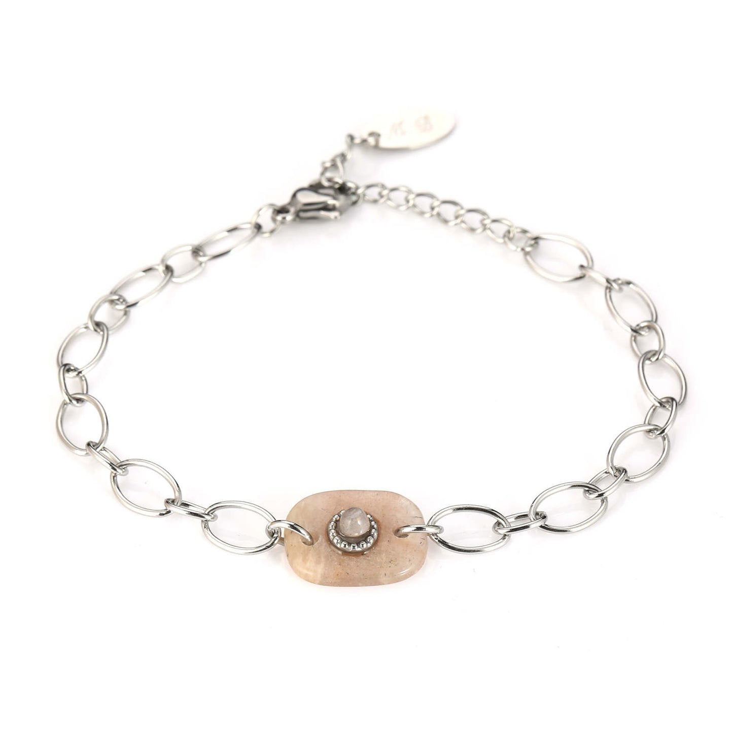 ''STEEN WIT'' ZILVEREN ARMBAND