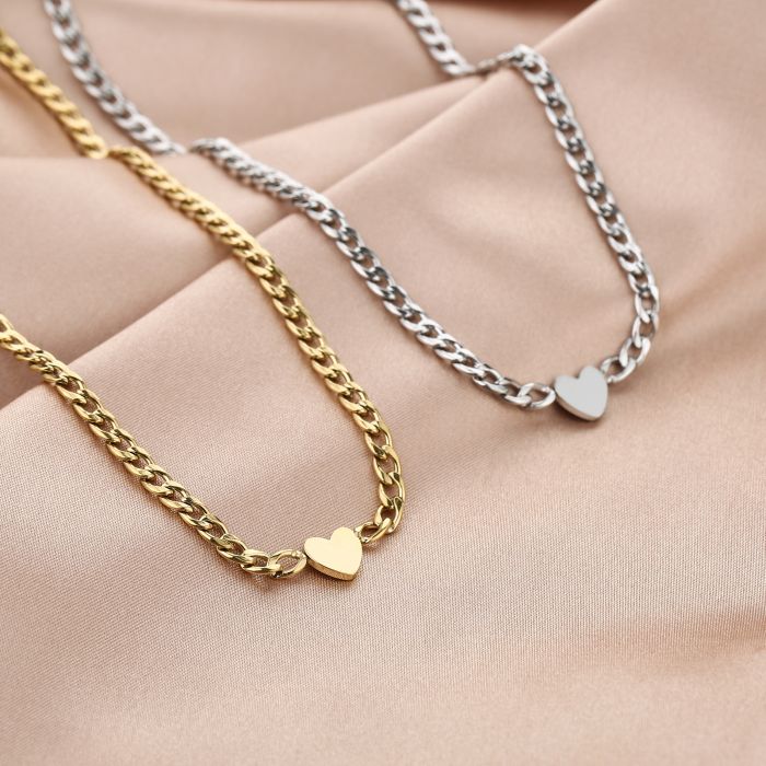 'SCHAKEL HART'' ZILVEREN KETTING