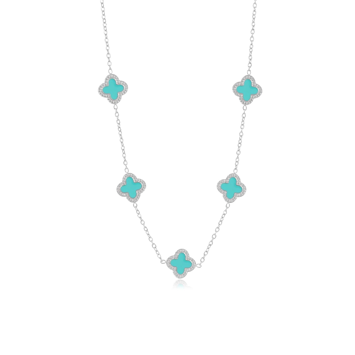 "KLAVER MINT ZILVER'' ZILVEREN KETTING