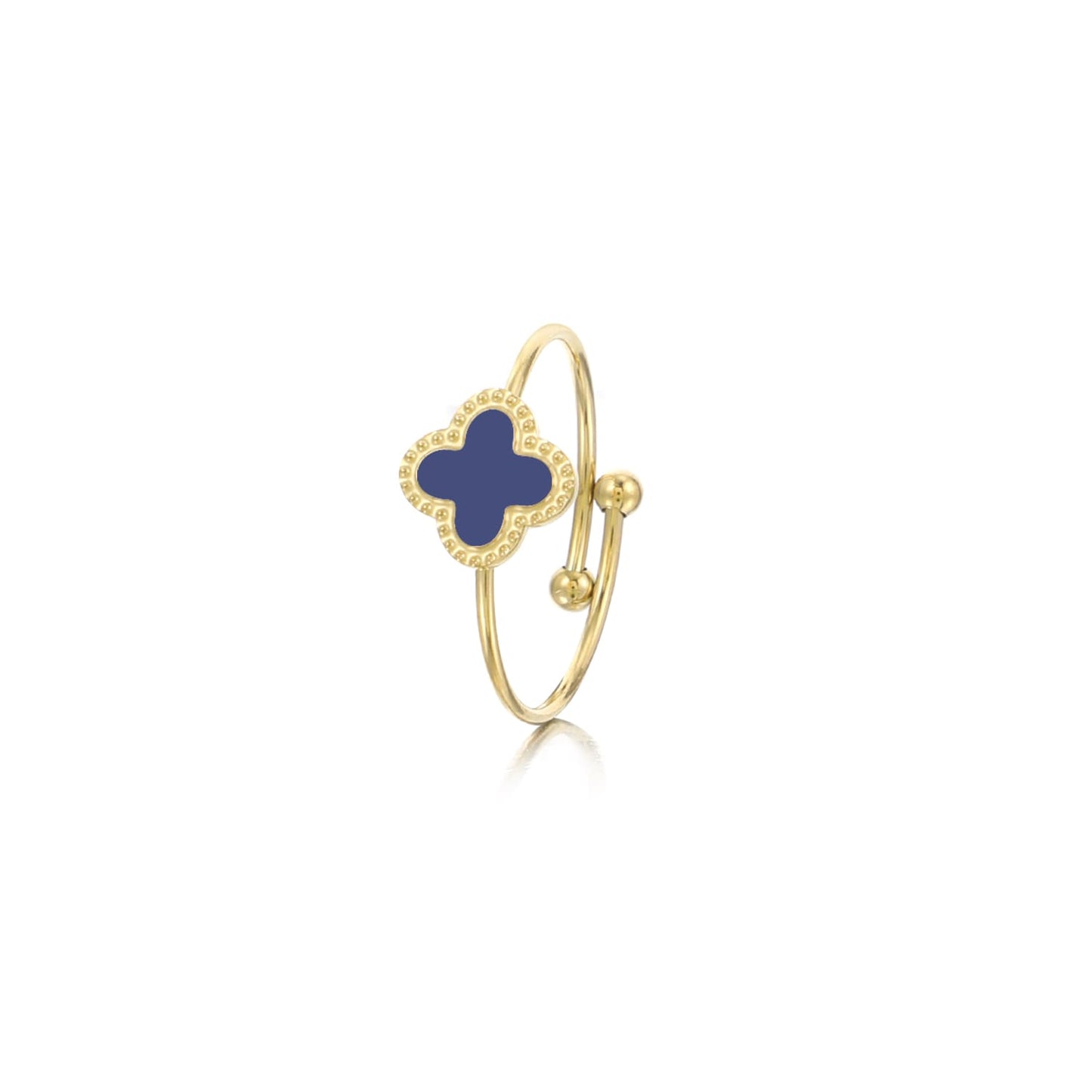 ''KLAVER BLAUW" GOUDEN RING