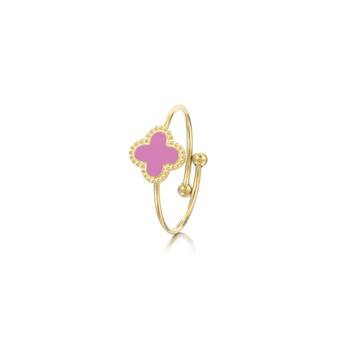 ''KLAVER ROZE" GOUDEN RING