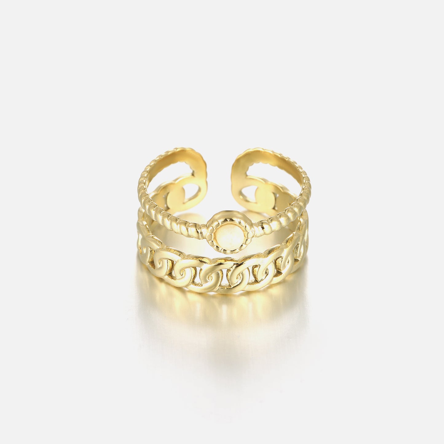 "DUBBELE SCHAKEL WIT" GOUDEN RING"