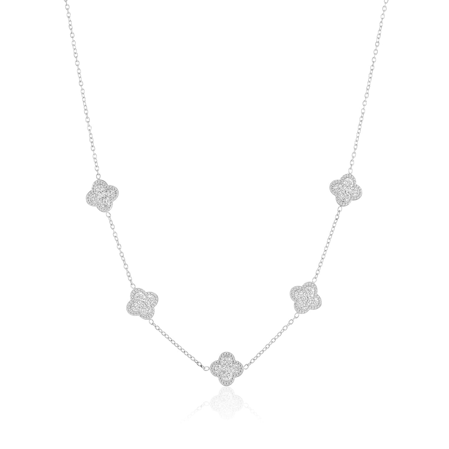"KLAVER DIAMOND ZILVER'' ZILVEREN KETTING