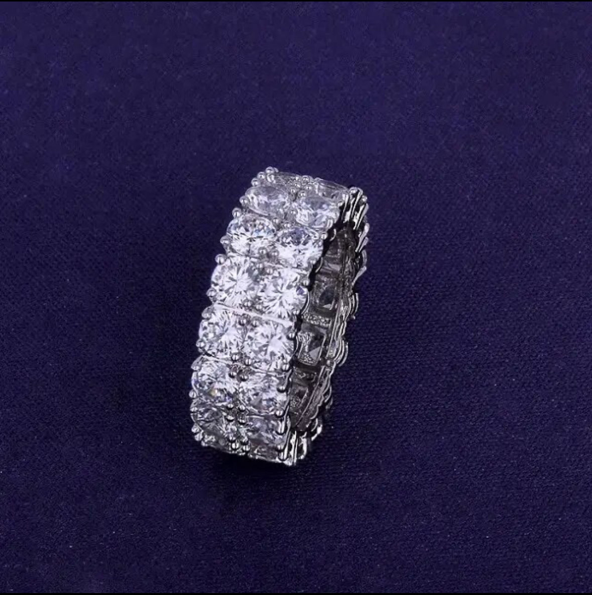 ''TWEE RIJEN'' ZILVEREN RING