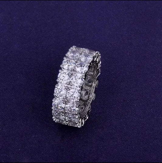 ''TWEE RIJEN'' ZILVEREN RING