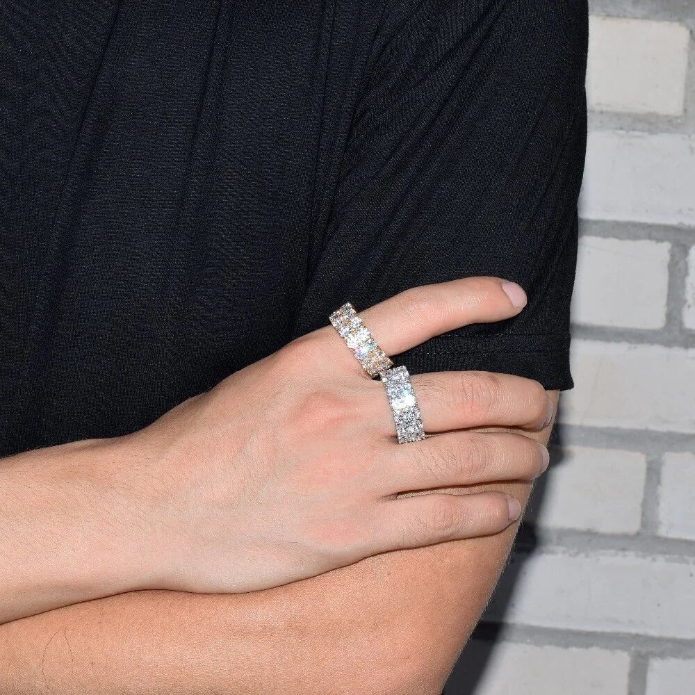 ''TWEE RIJEN'' ZILVEREN RING