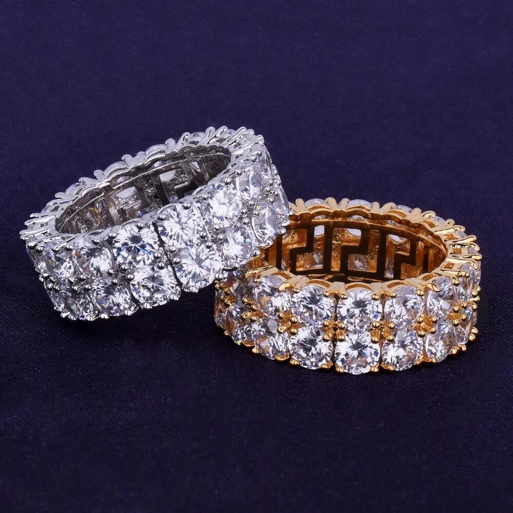 ''TWEE RIJEN'' ZILVEREN RING