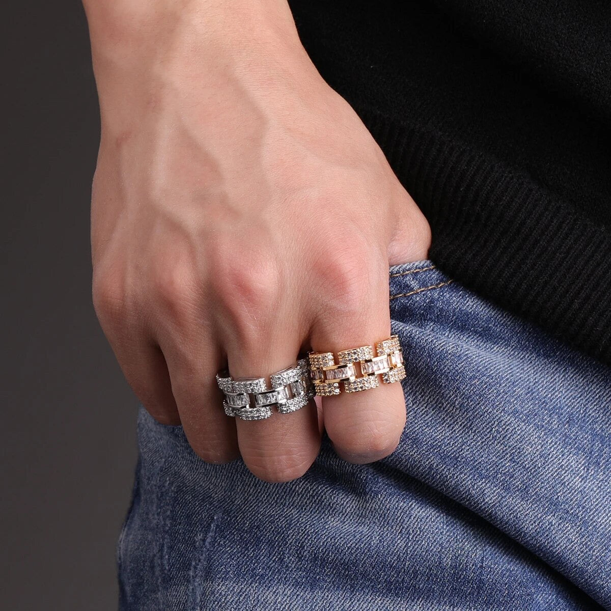 ''BAGUETTE'' ZILVEREN RING