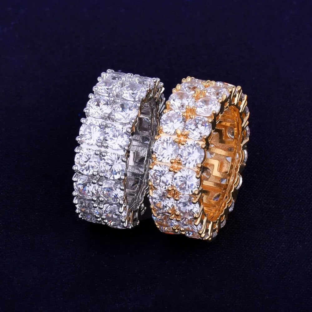 ''TWEE RIJEN'' ZILVEREN RING