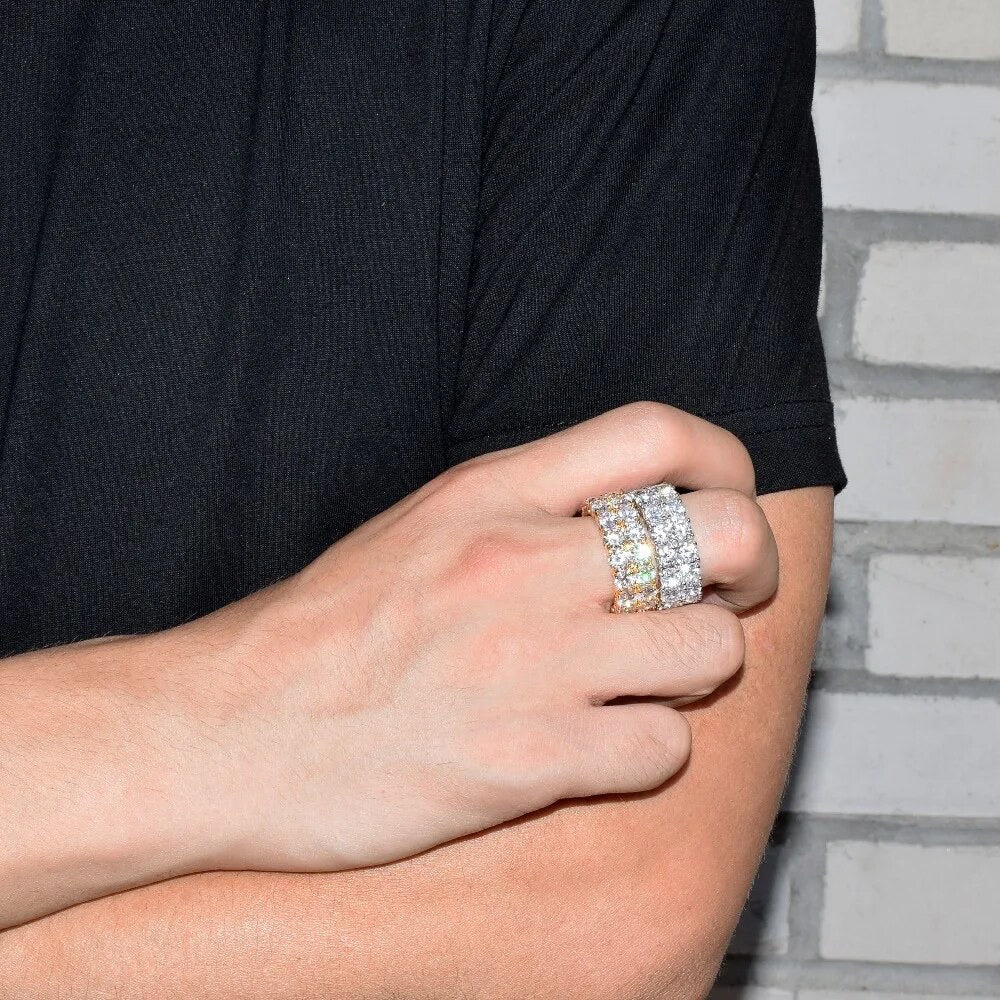 ''TWEE RIJEN'' ZILVEREN RING