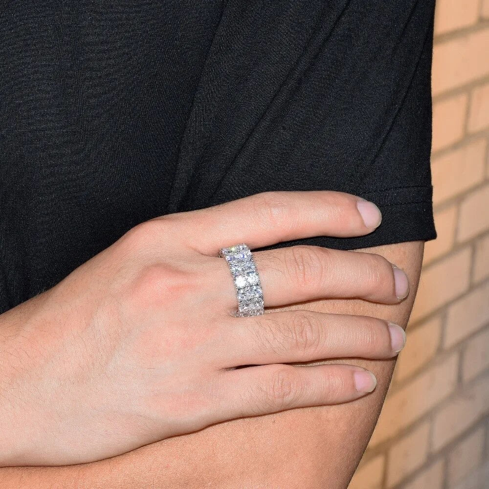 ''TWEE RIJEN'' ZILVEREN RING