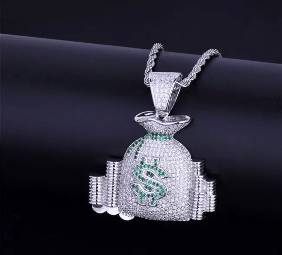 "MONEY BAG" ZILVEREN HANGER