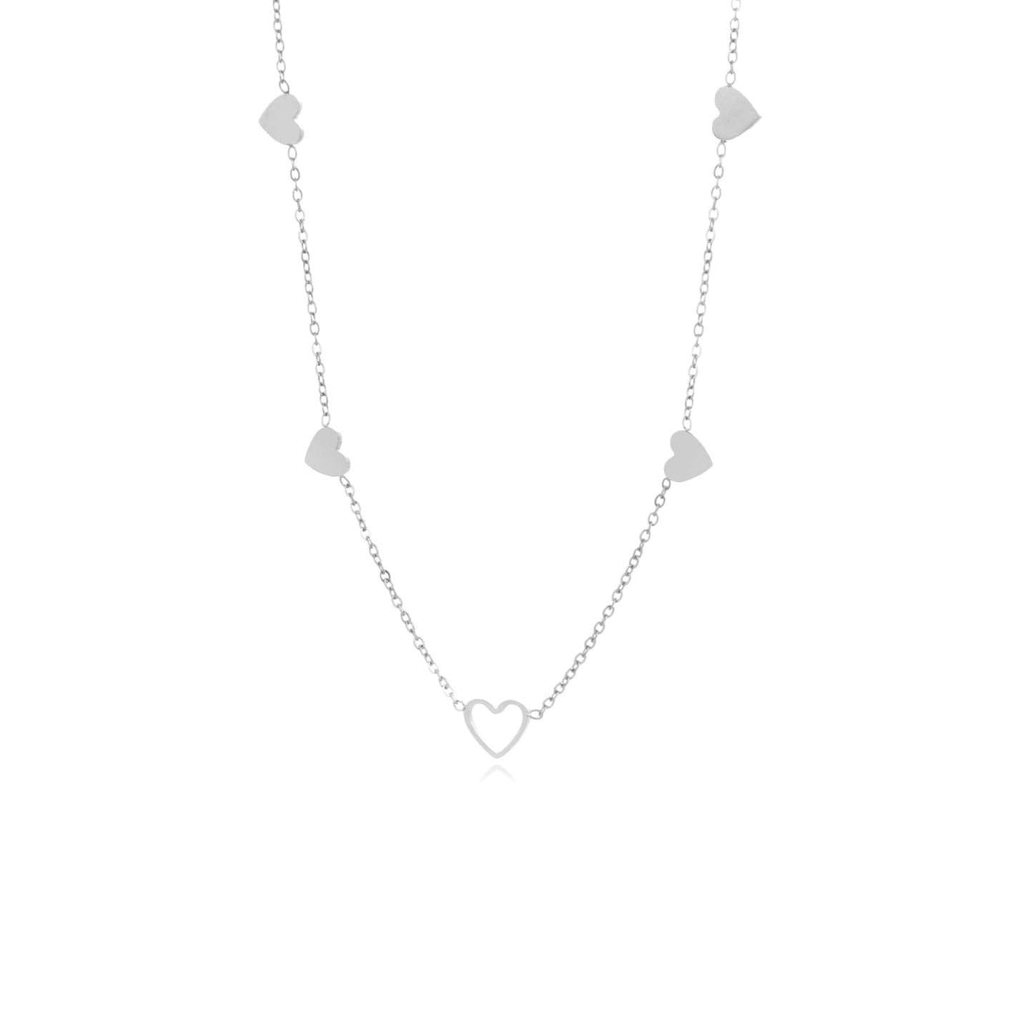 "VIER GESLOTEN HARTJES" ZILVEREN KETTING