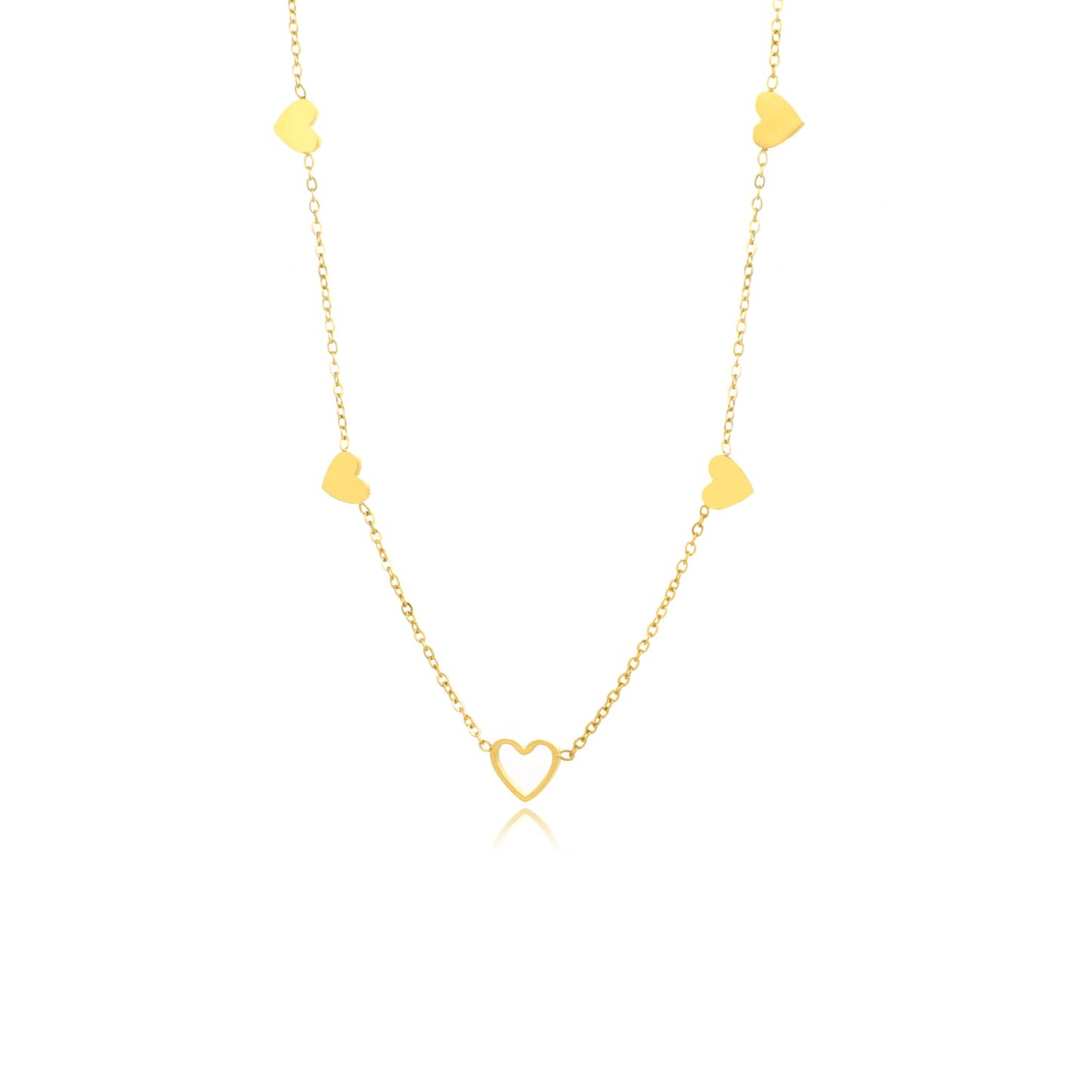 "VIER GESLOTEN HARTJES" GOUDEN KETTING