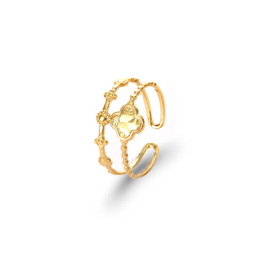''DUBBELE KLAVER" GOUDEN RING