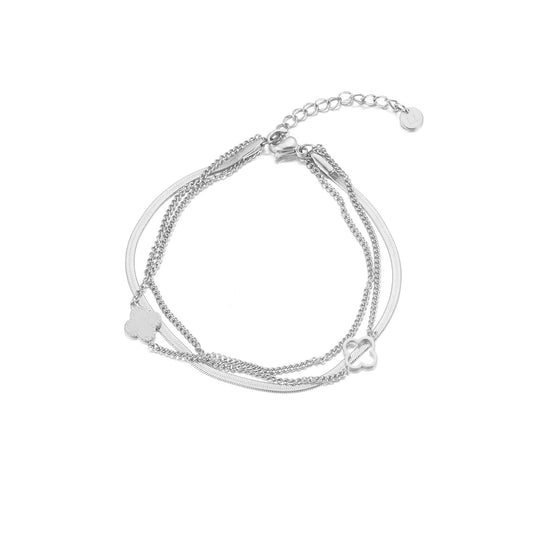 ''DRIELAAGS KLAVER'' ZILVEREN ARMBAND