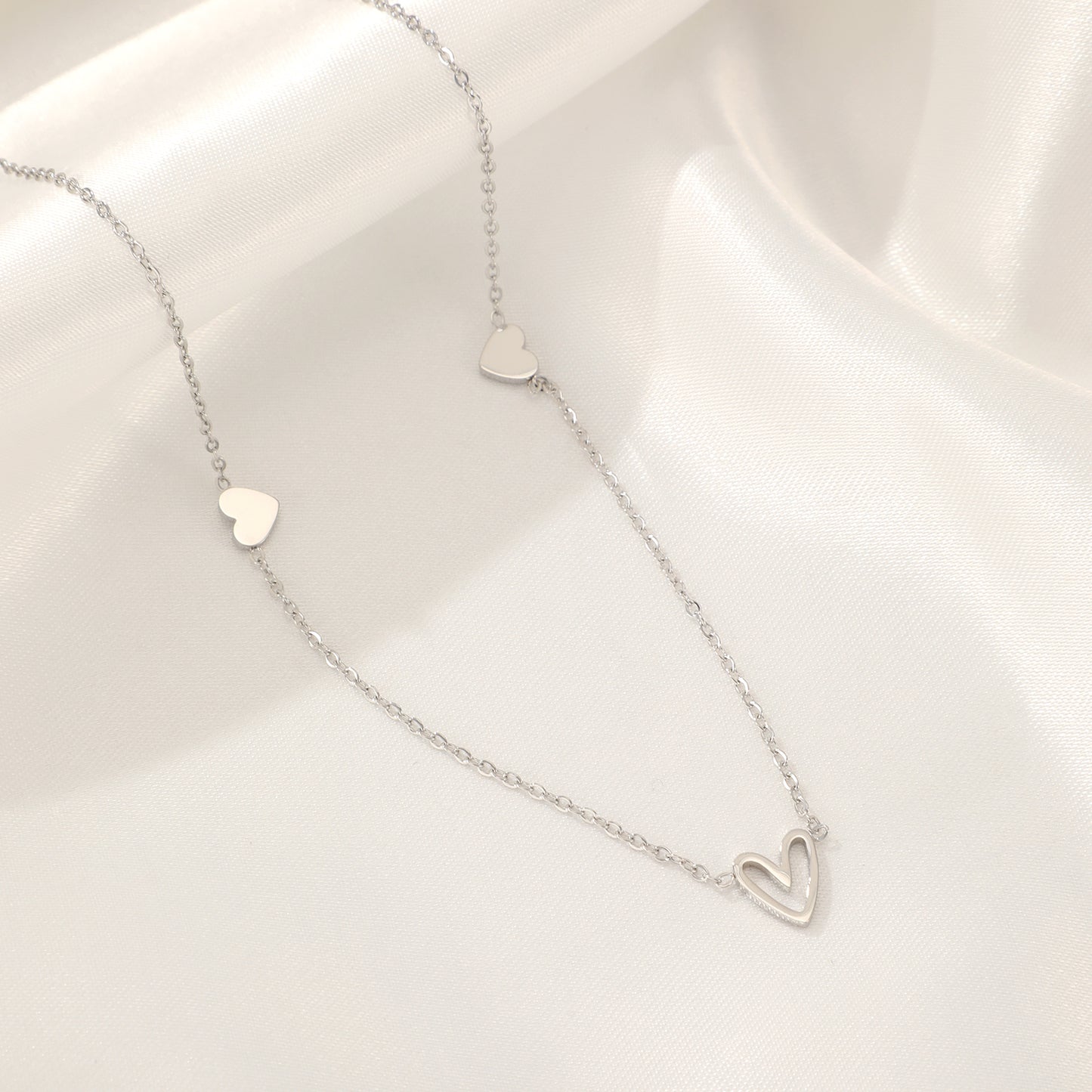 "3 HEARTS " ZILVEREN KETTING (4mm)