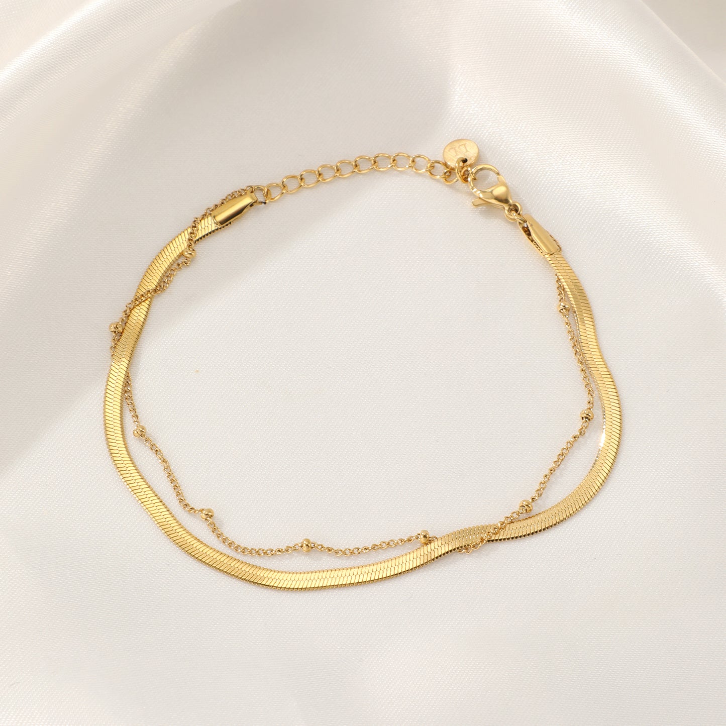''PLATTE & BOLLETJES'' GOUDEN ARMBAND