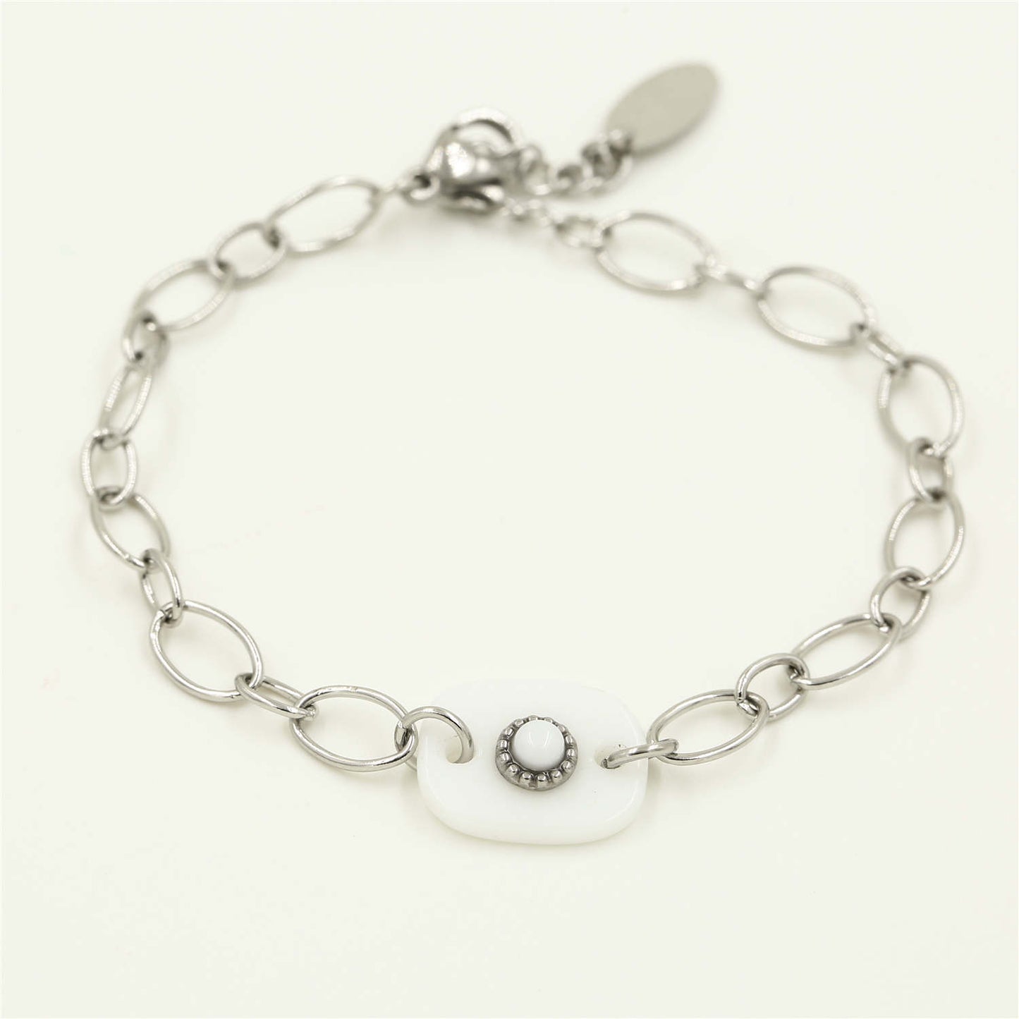 ''STEEN WIT'' ZILVEREN ARMBAND