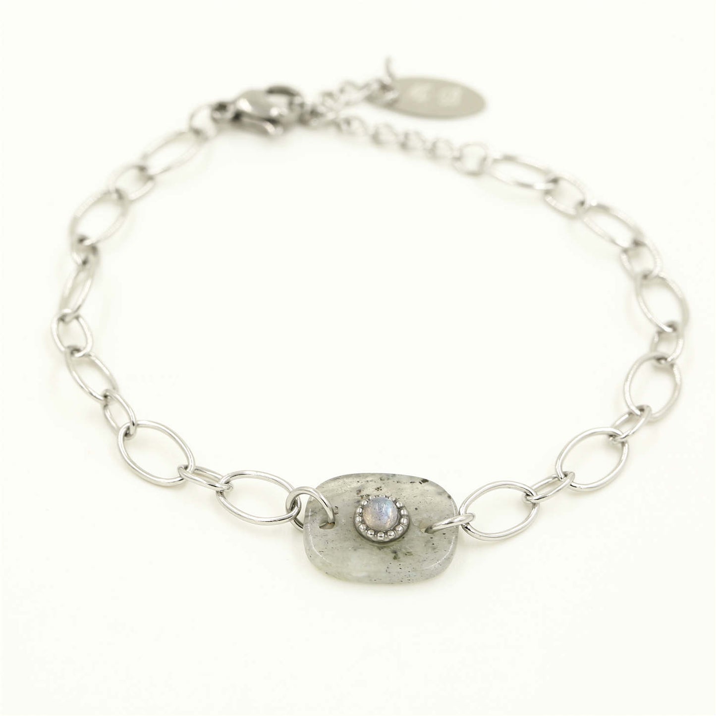 ''STEEN GRIJS'' ZILVEREN ARMBAND