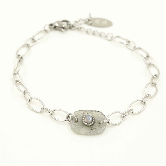 ''STEEN GRIJS'' ZILVEREN ARMBAND