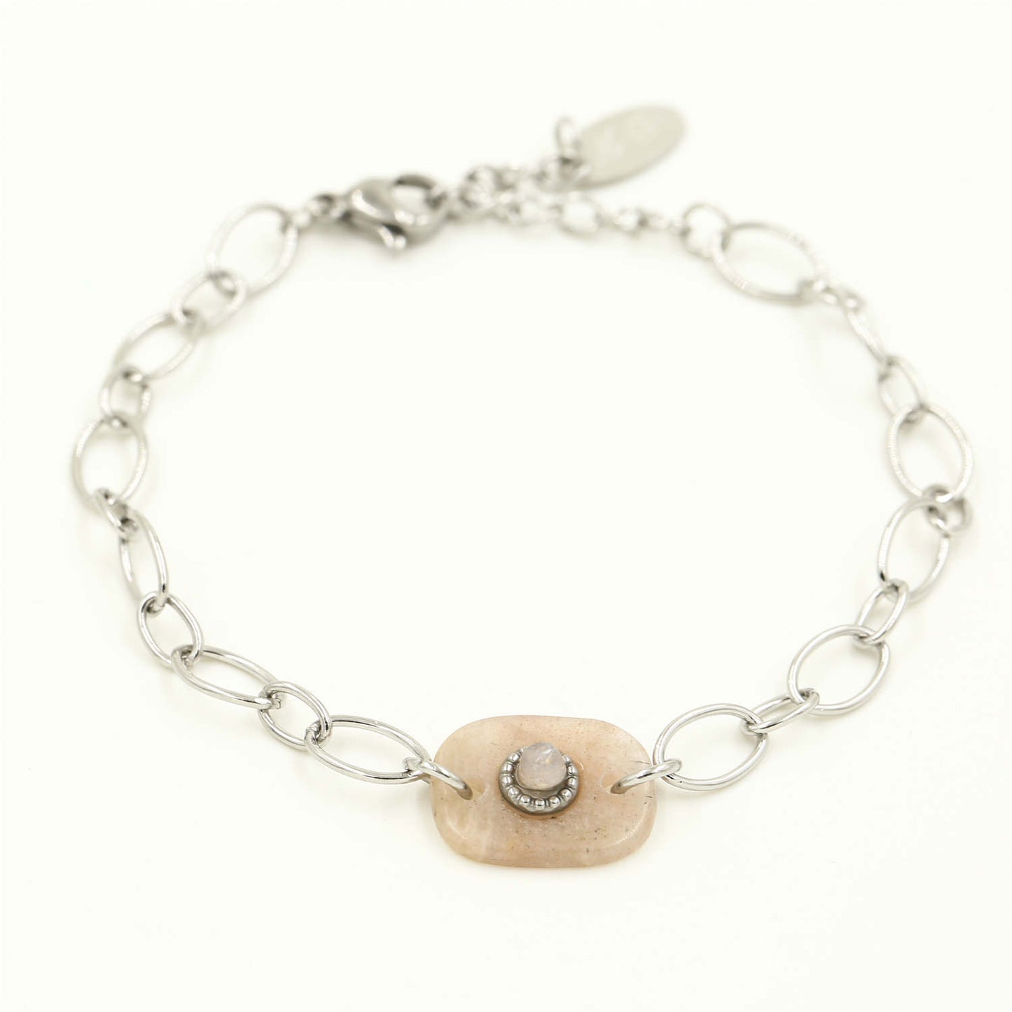 ''STEEN WIT'' ZILVEREN ARMBAND