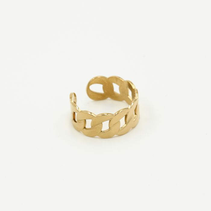 ''PLATTE SCHAKEL" GOUDEN RING