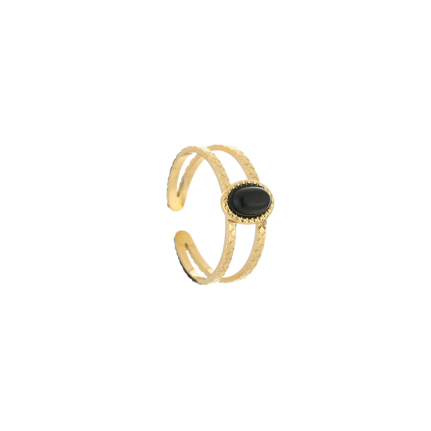''ZWARTE STEEN" GOUDEN RING