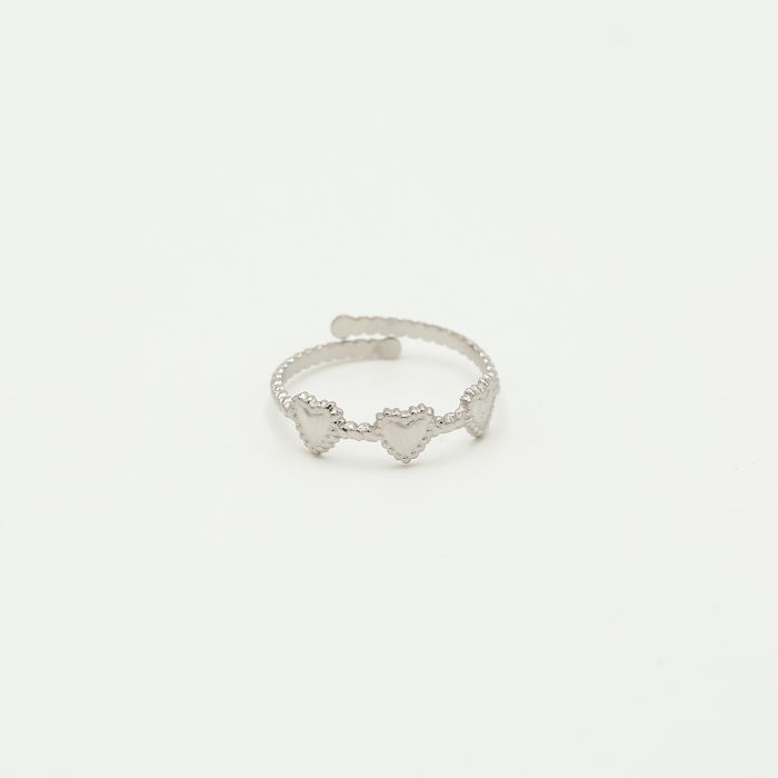 ''3 HARTJES"' ZILVEREN RING