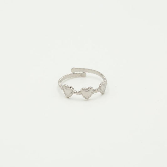 ''3 HARTJES"' ZILVEREN RING