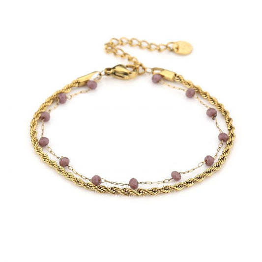 ''DUBBEL PAARS'' GOUDEN ARMBAND