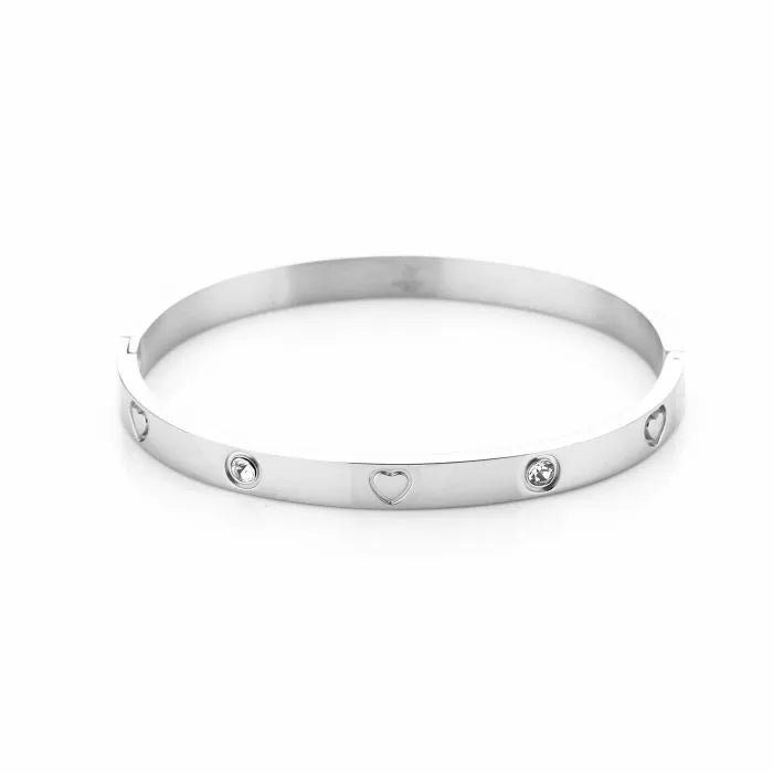 ''BANGLE HARTJES'' ZILVEREN ARMBAND