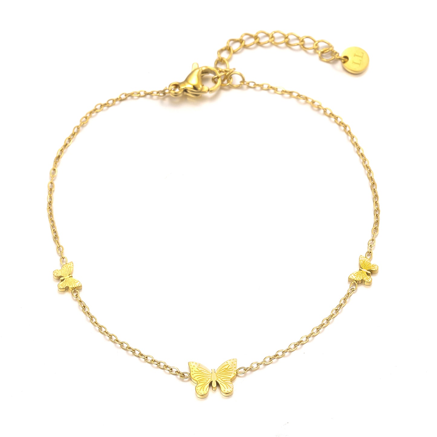 ''DRIE VLINDER'' GOUDEN ARMBAND