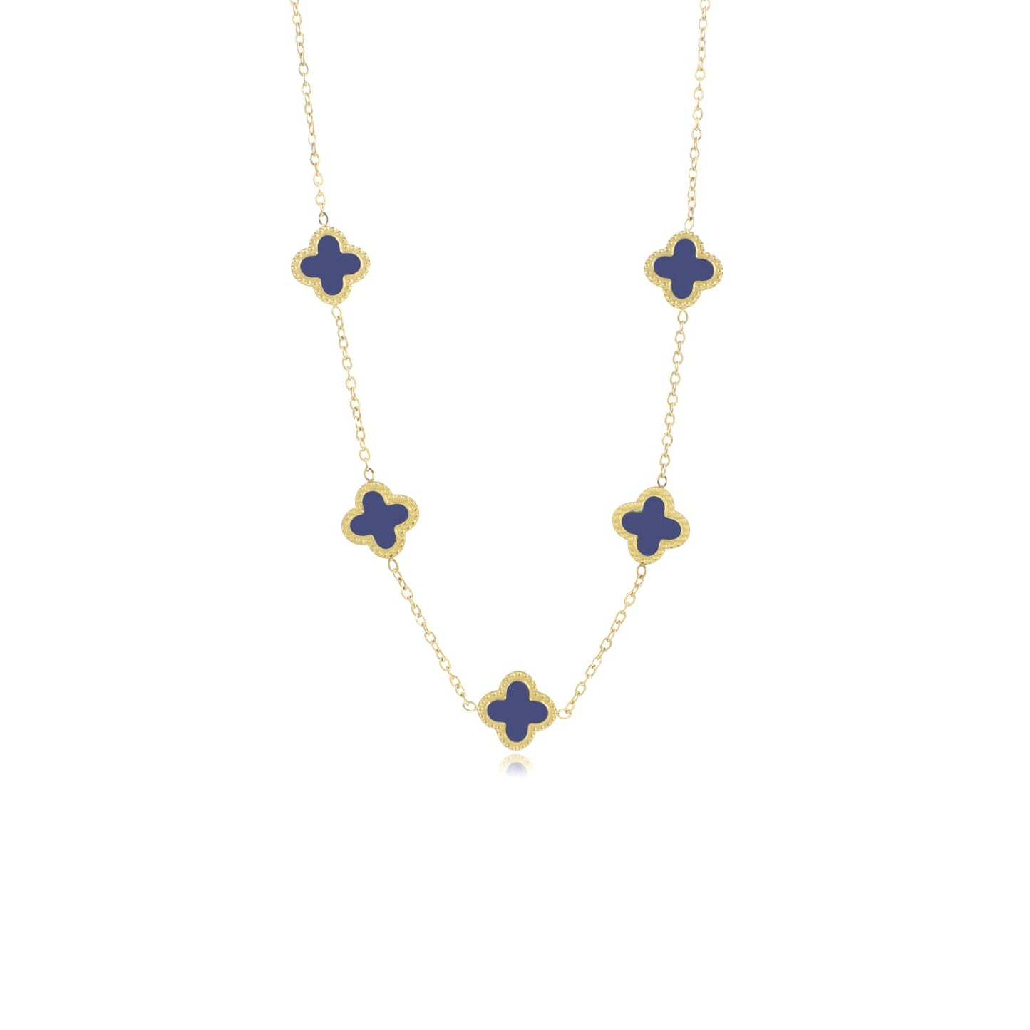 "KLAVER BLAUW ZWART'' GOUDEN KETTING