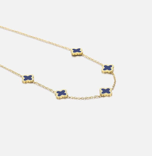 "KLAVER BLAUW ZWART'' GOUDEN KETTING