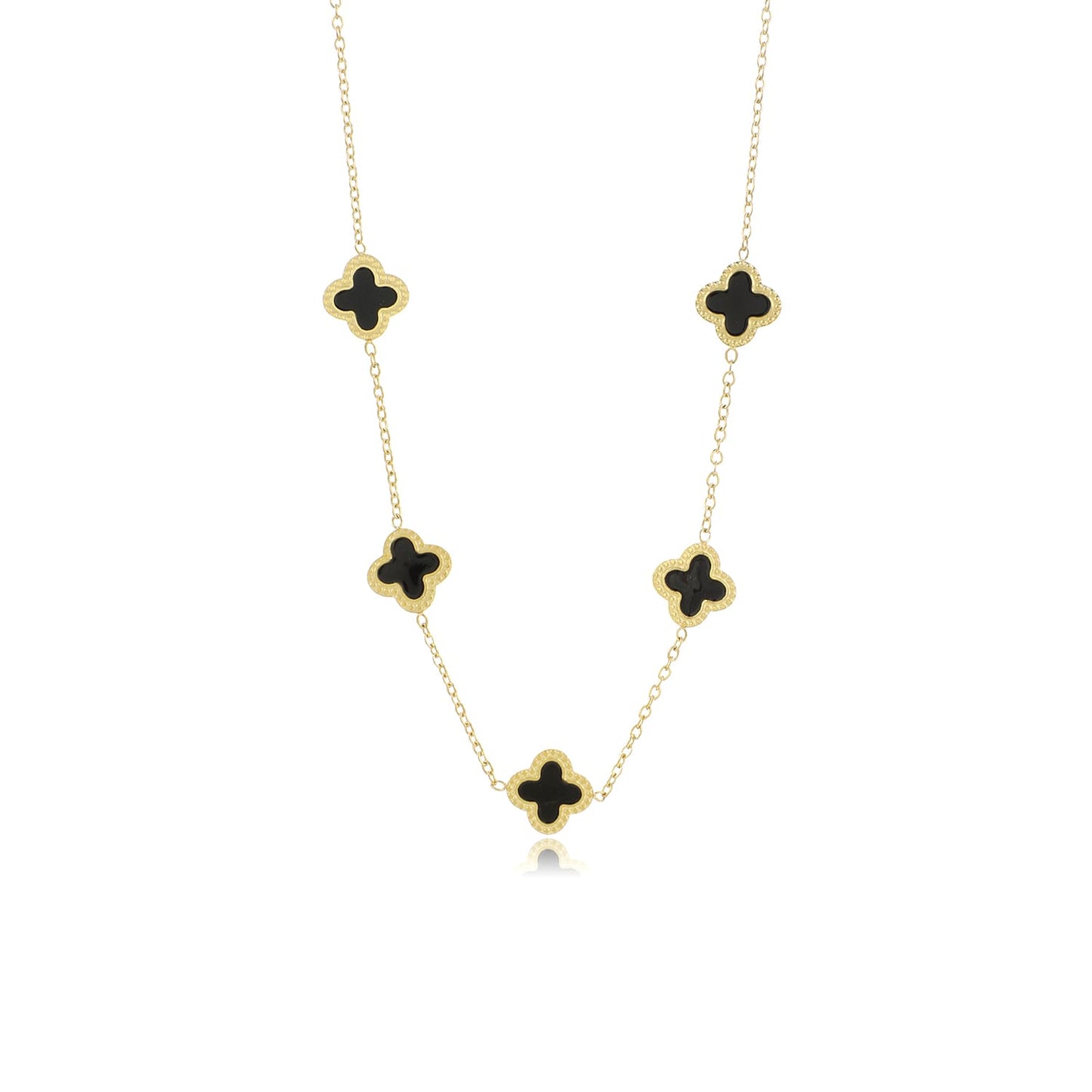 "KLAVER GOUD ZWART'' GOUDEN KETTING