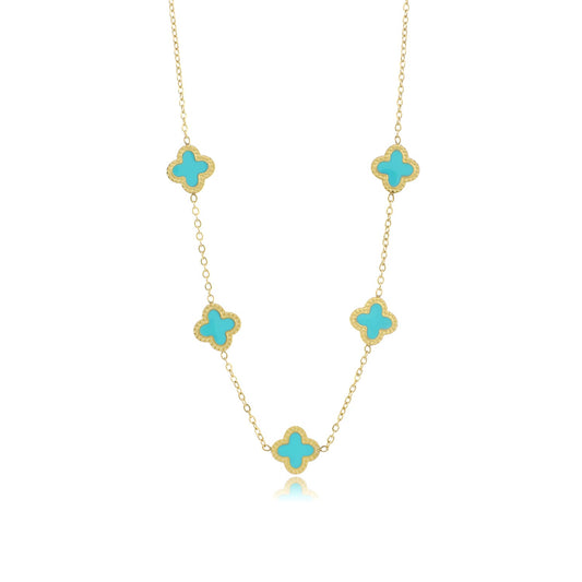 "KLAVER MINT ZWART'' GOUDEN KETTING
