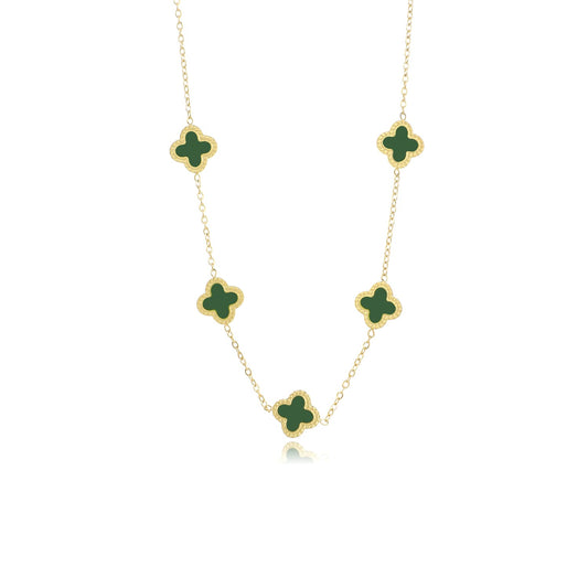 "KLAVER GROEN ZWART'' GOUDEN KETTING