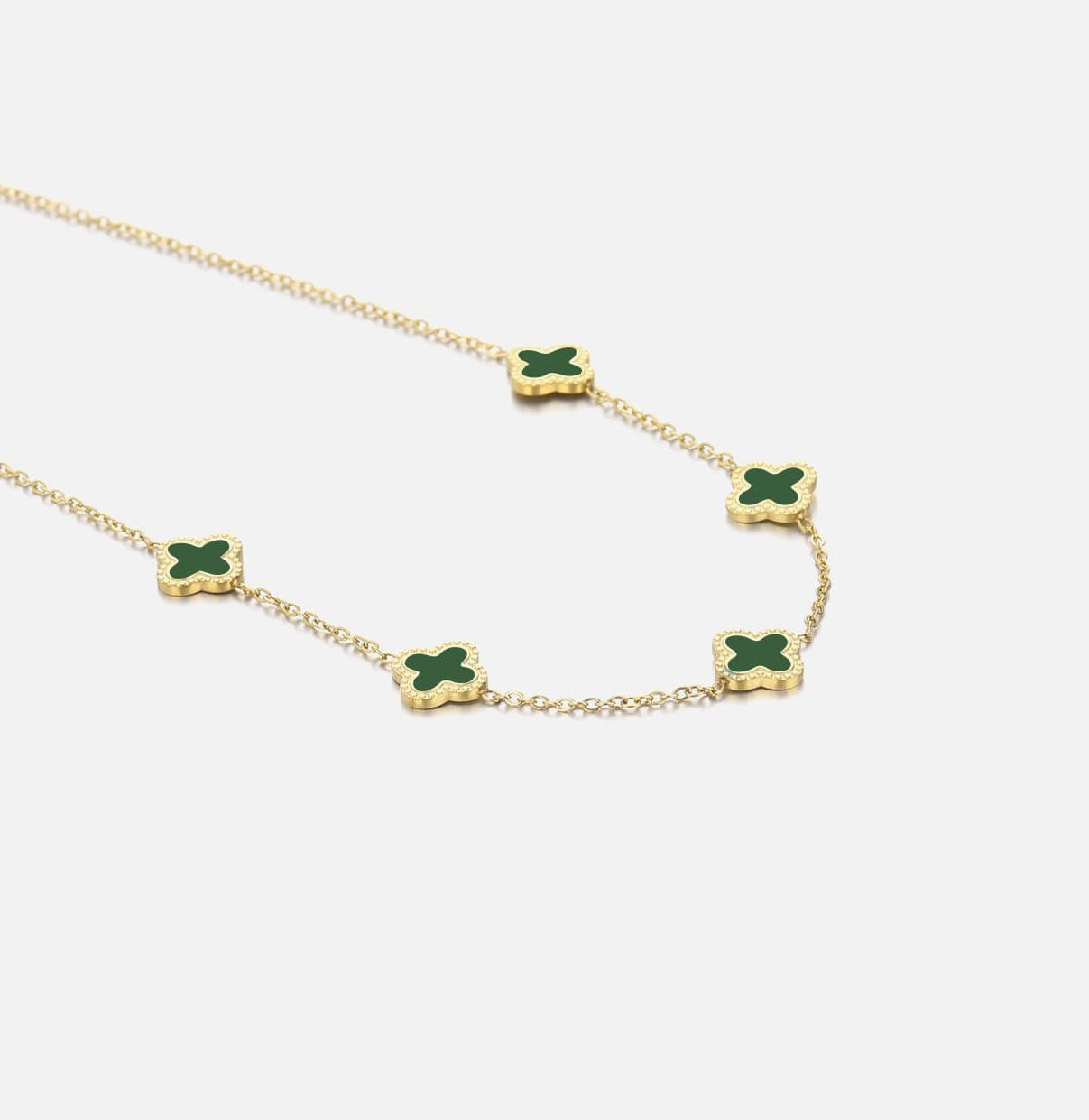"KLAVER GROEN ZWART'' GOUDEN KETTING