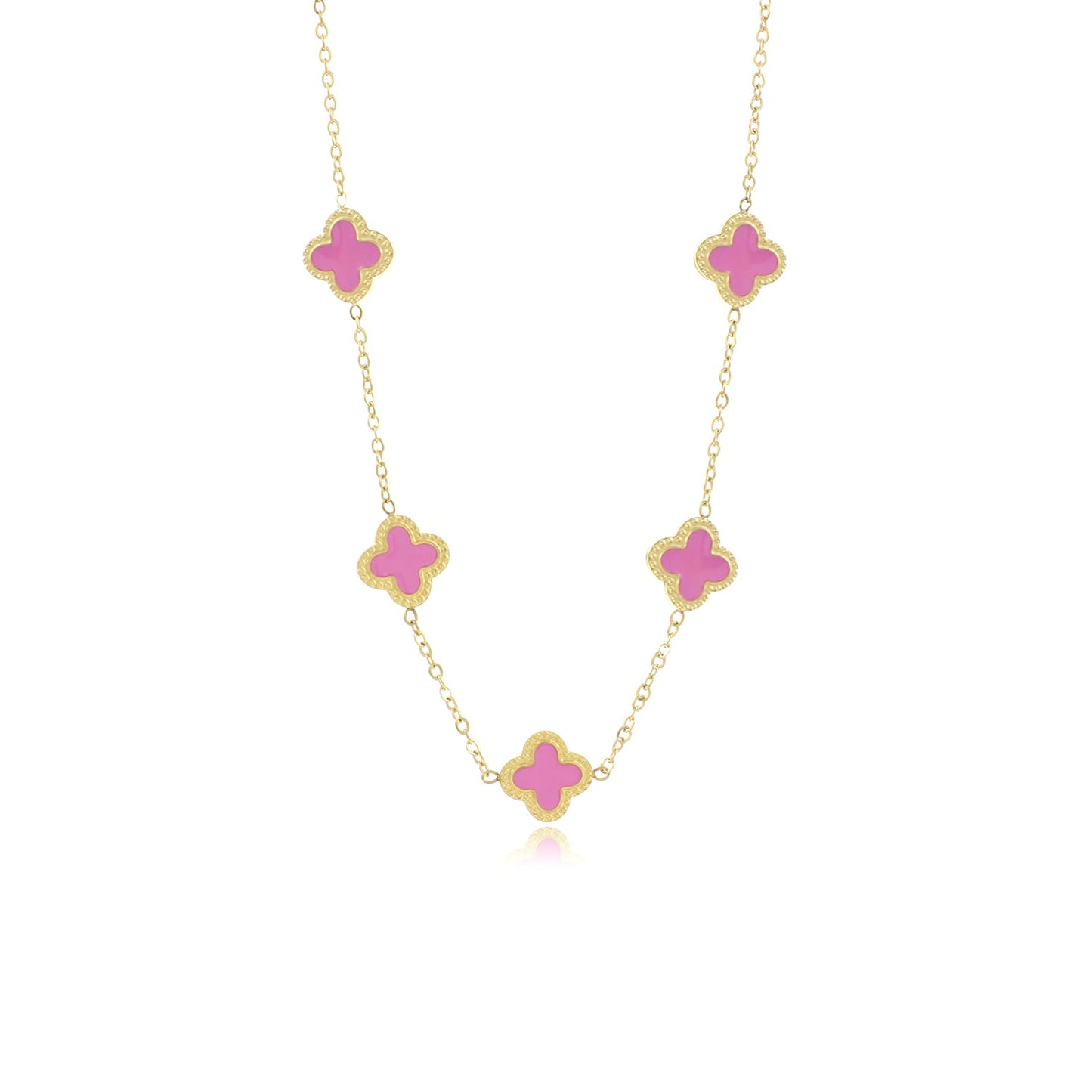 "KLAVER ROZE GOUD'' GOUDEN KETTING