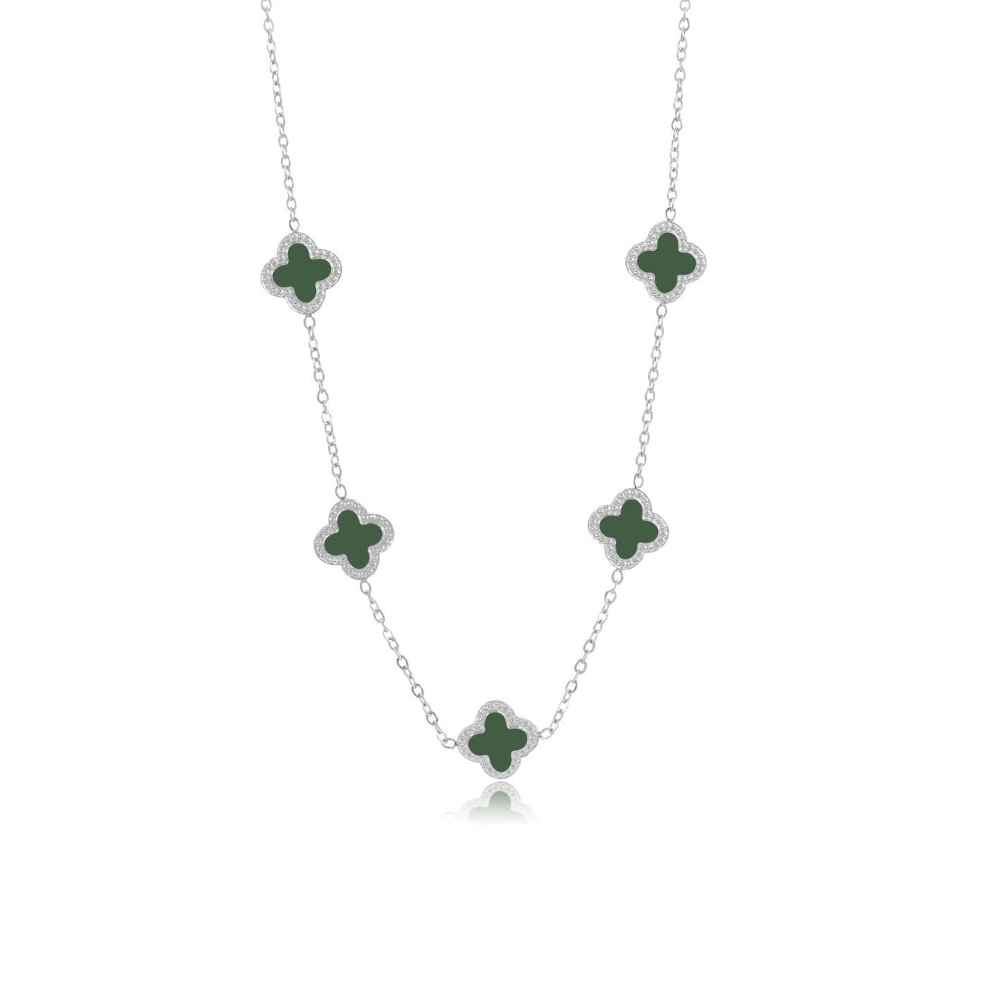 "KLAVER GROEN ZILVER'' ZILVEREN KETTING