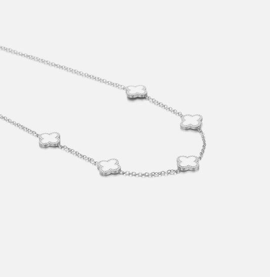 "KLAVER WIT ZILVER'' ZILVEREN KETTING
