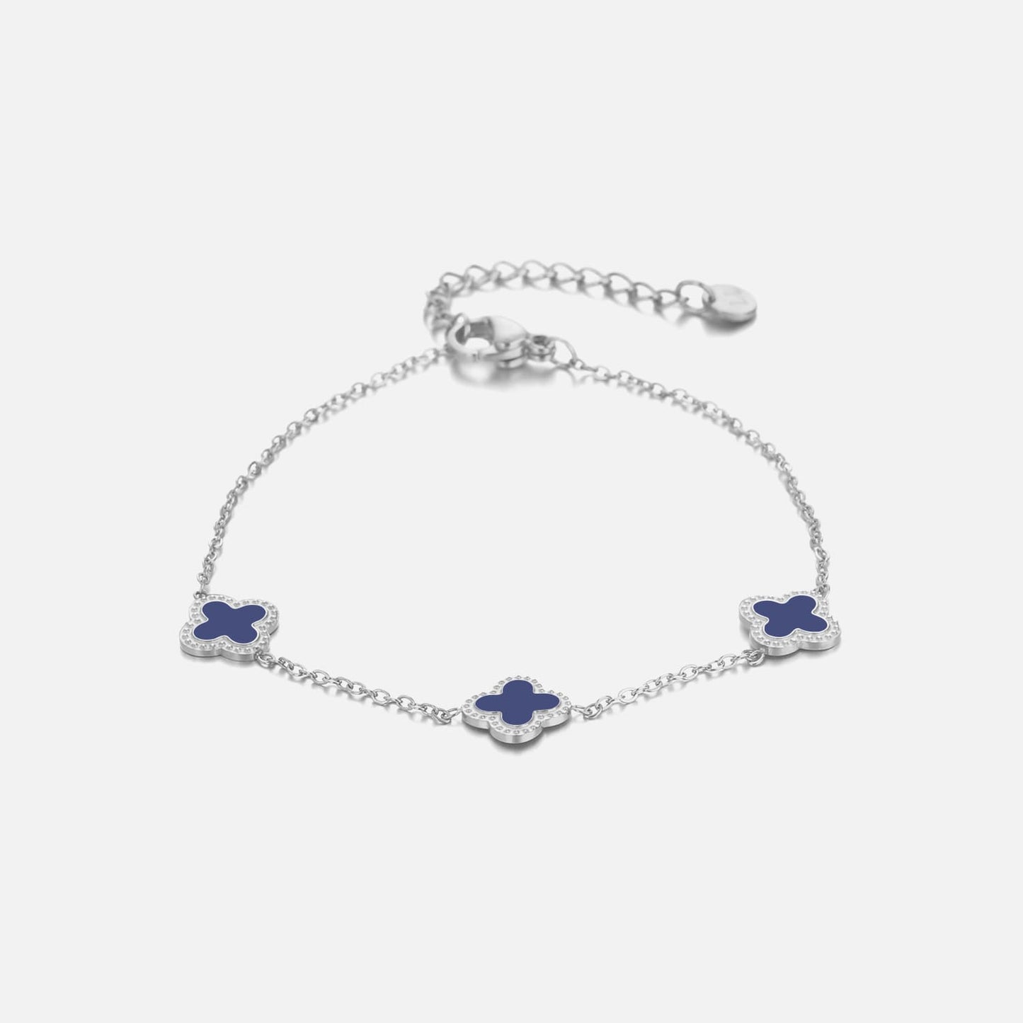 ''KLAVER BLAUW" ZILVEREN ARMBAND
