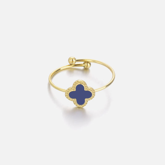 ''KLAVER BLAUW" GOUDEN RING