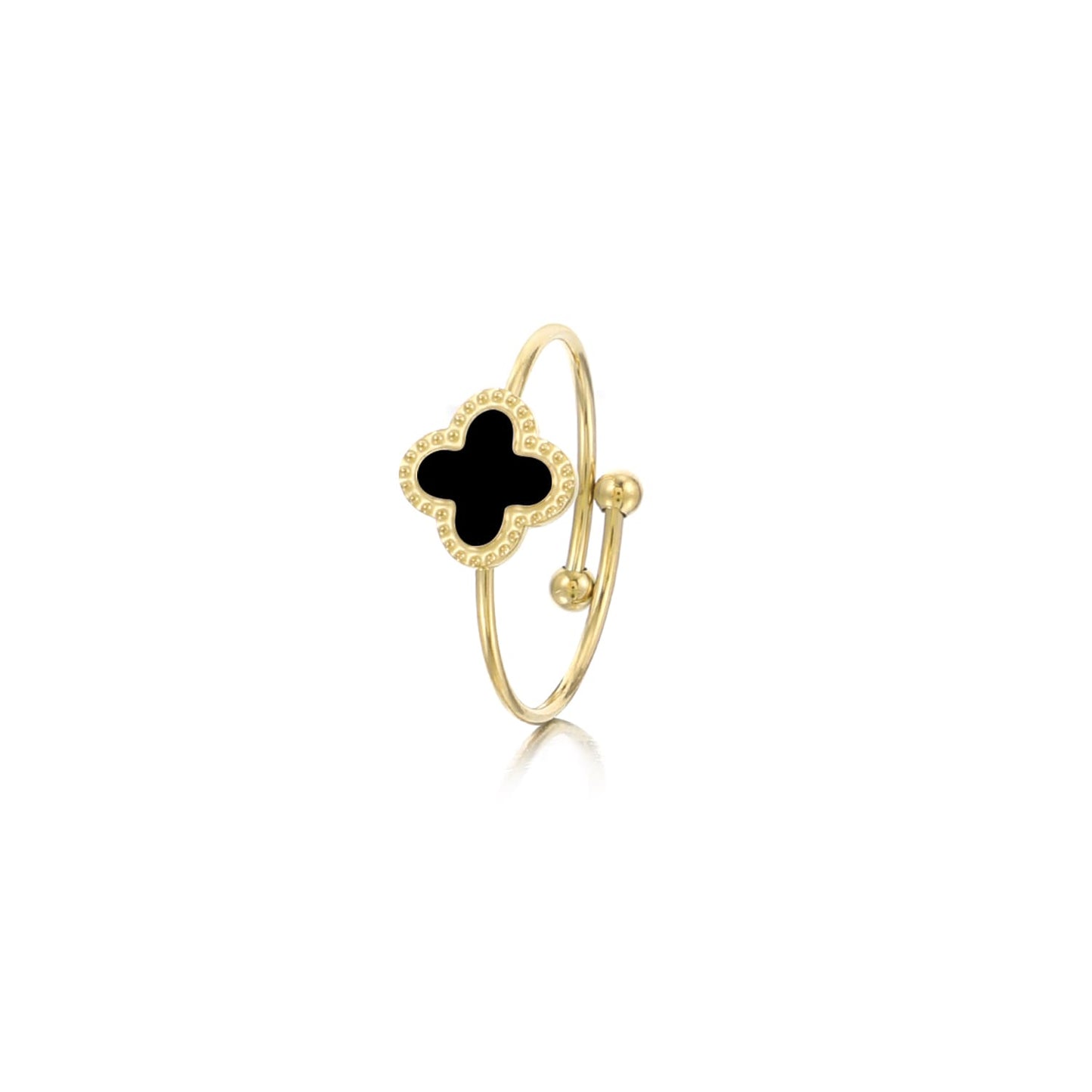 ''KLAVER ZWART" GOUDEN RING