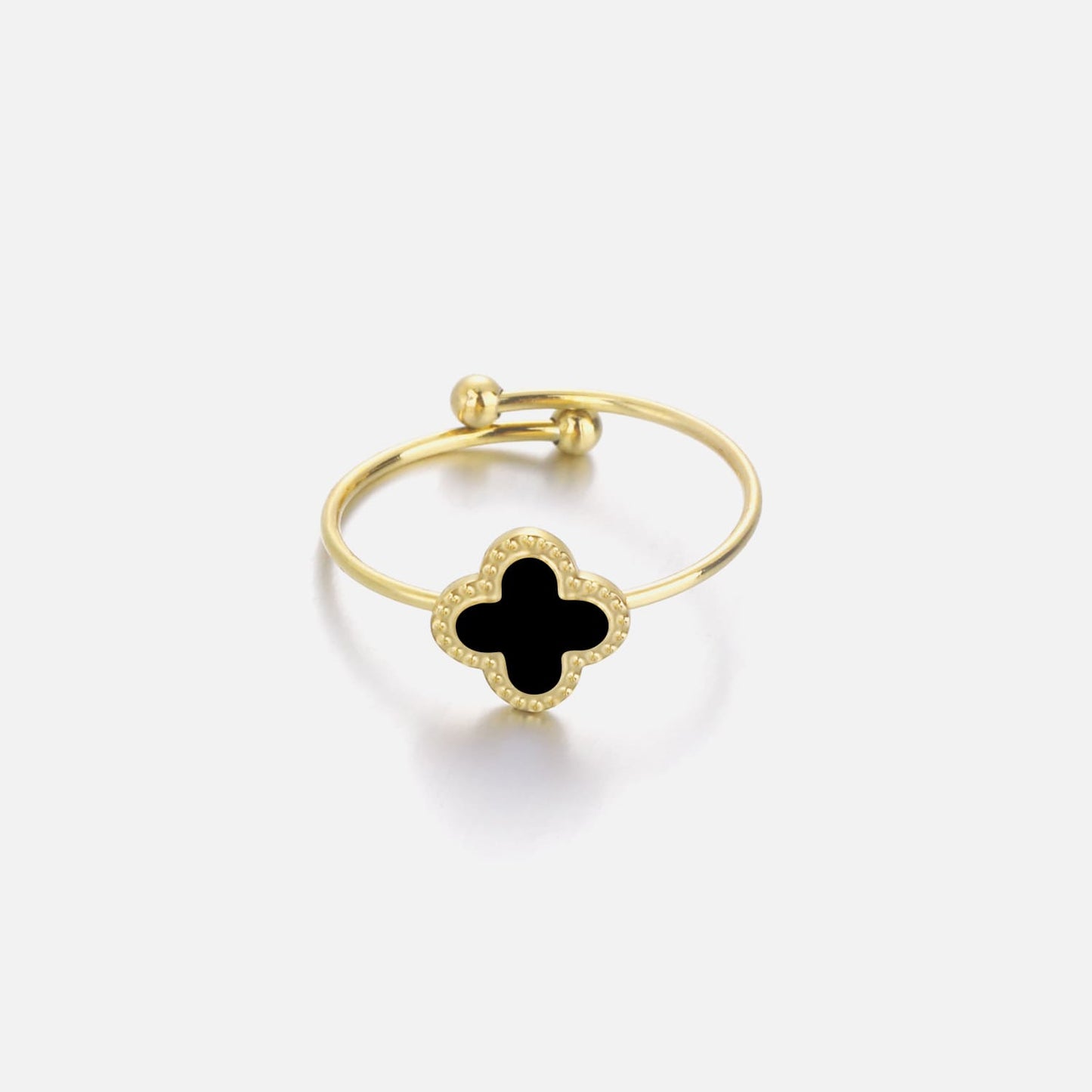 ''KLAVER ZWART" GOUDEN RING