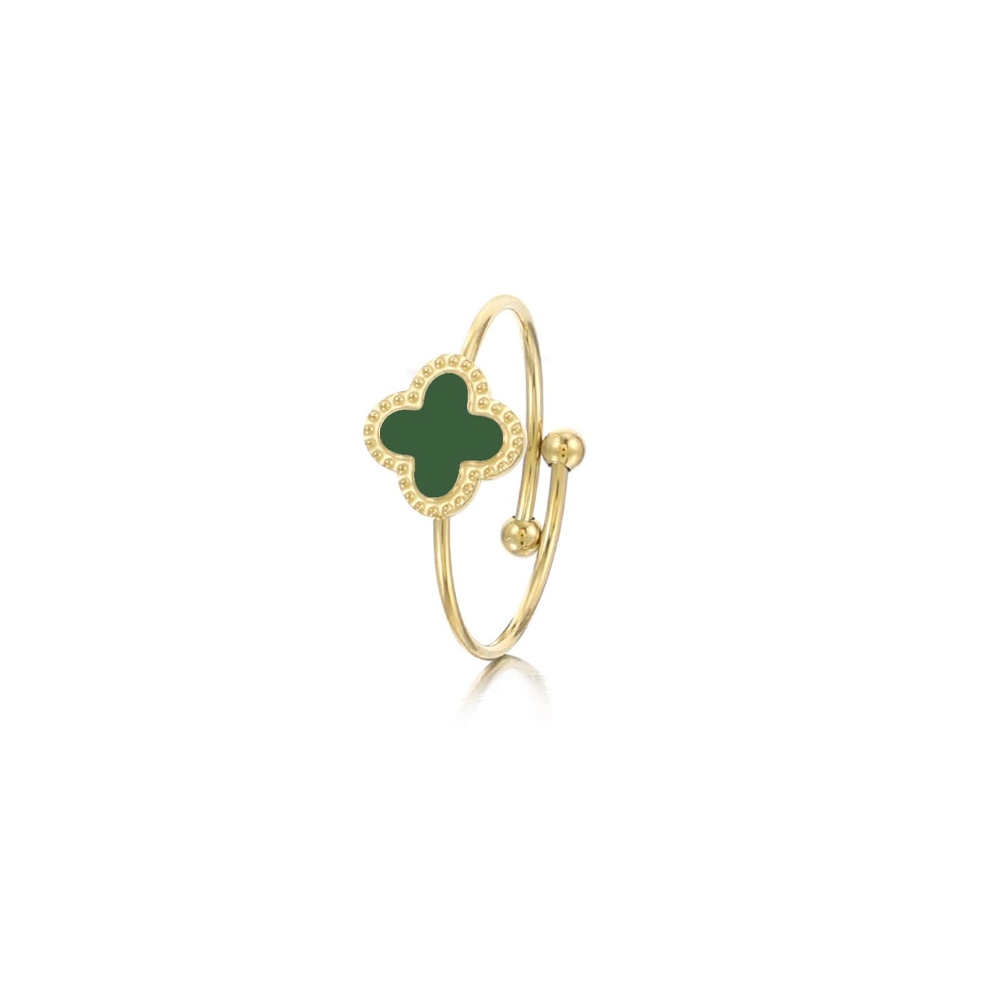 ''KLAVER GROEN" GOUDEN RING